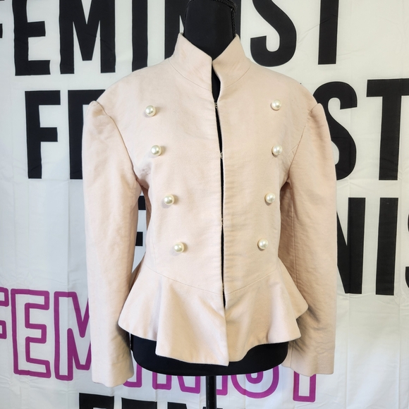 LIKE 4 DISCOUNT Peplum Doublet Waist Coat with Luxury Pearl Buttons - Picture 2 of 16